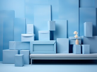 Blue wall with gift boxes