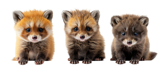 Three Baby Foxes Sitting Together