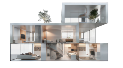 Modern cube appartement isolated on white created with Generative AI