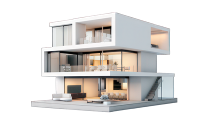 Modern cube appartement isolated on white created with Generative AI