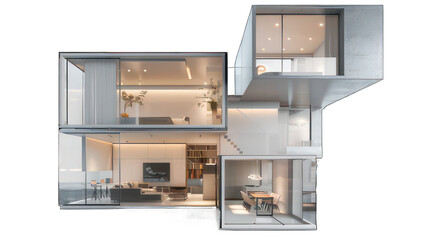 Modern cube appartement isolated on white created with Generative AI