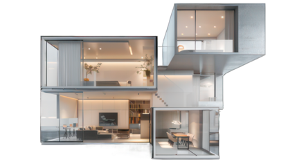 Modern cube appartement isolated on white created with Generative AI