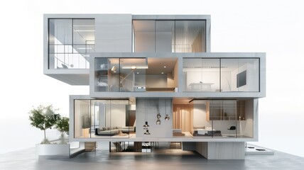 Modern cube appartement isolated on white created with Generative AI