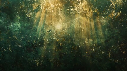 Mystical Forest Abstract Background with Ethereal Light Beams