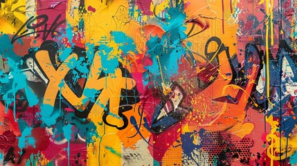 Urban Graffiti Abstract Background with Bold Colors and Street Art