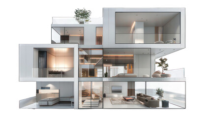 Modern cube appartement isolated on white created with Generative AI