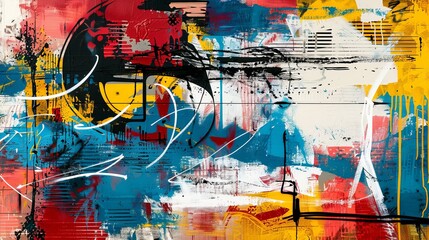 Urban Graffiti Abstract Background with Bold Colors and Street Art