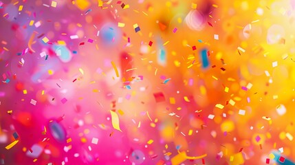 Vibrant Festival Abstract Background with Confetti and Streamers