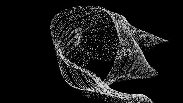 Puffed: Particle topographic abstract technology  wave landscape  animation bw
