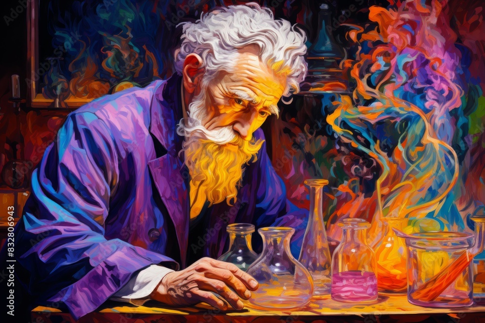 Canvas Prints a master of alchemy and potion-making, concocting potent brews with mystical effects. - generative a