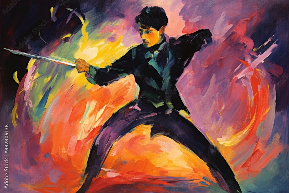 Canvas Prints a cunning and nimble swashbuckler, engaging in daring swordplay and acrobatic maneuvers. - generativ