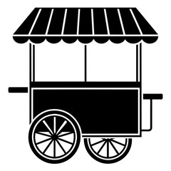 Street food cart different style black icon set on white background