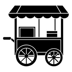 Street food cart different style black icon set on white background