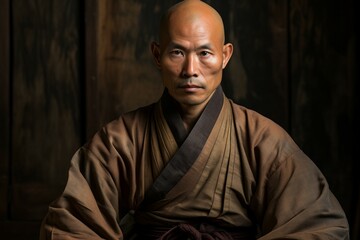 Obraz premium A solemn and disciplined monk, mastering martial arts and achieving inner harmony. - Generative AI