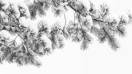Snow clad pine tree branches perception