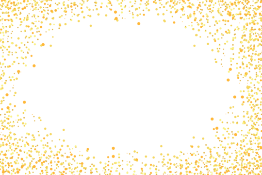 golden dots particles rectangle border magic glitter isolated on transparent background