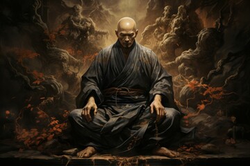 A solemn and disciplined monk, mastering martial arts and achieving inner harmony. - Generative AI