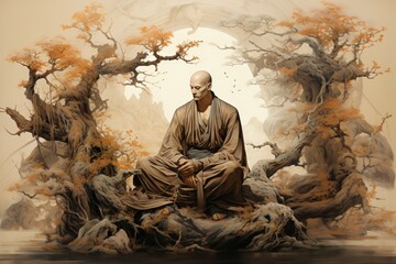 A solemn and disciplined monk, mastering martial arts and achieving inner harmony. - Generative AI