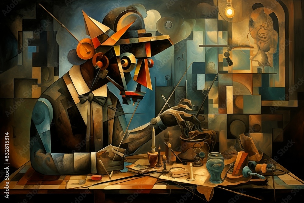 Wall mural a curious and inventive tinkerer, crafting ingenious gadgets and contraptions. - generative ai