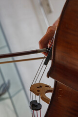Close-Up of Cellist Playing the Cello