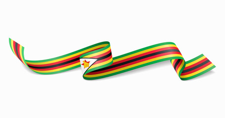Zimbabwean flag wavy abstract background. Vector illustration.