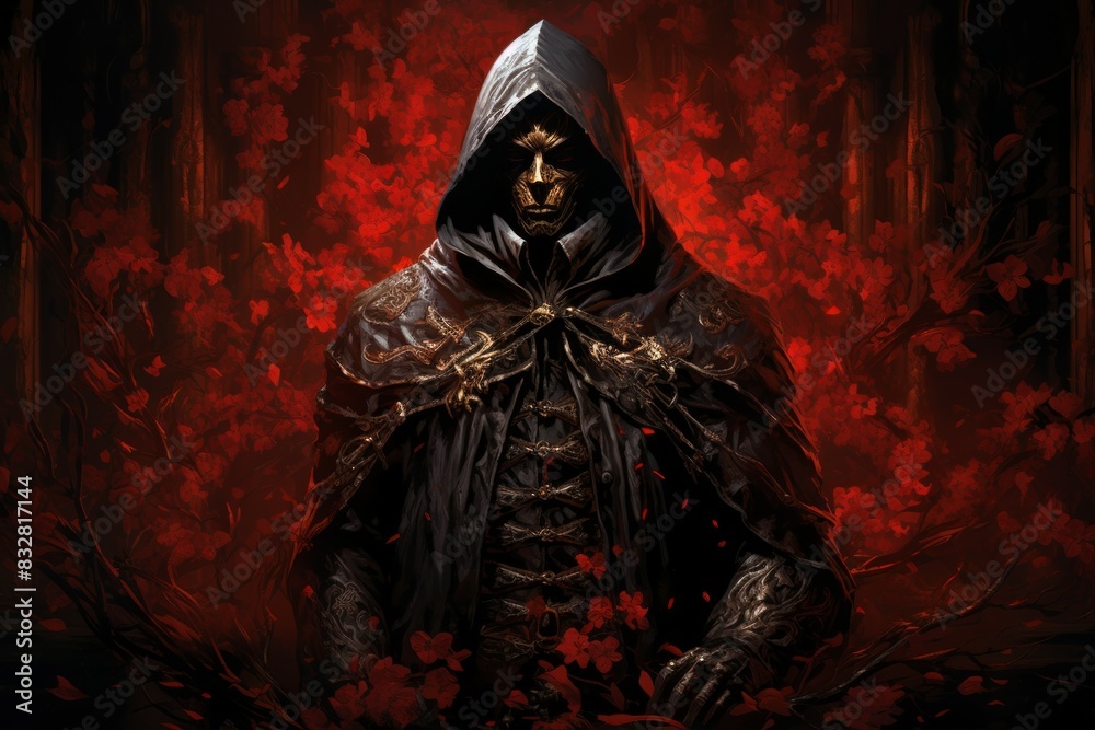 Wall mural a brooding and mysterious assassin, lurking in the shadows and eliminating targets with lethal preci