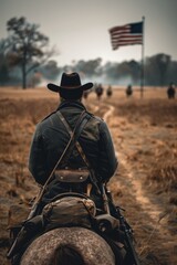 Civil war with america flag background