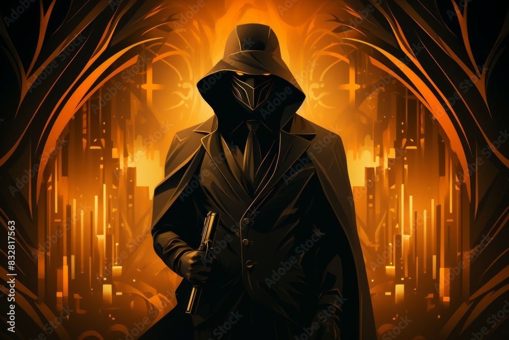 Sticker a brooding and mysterious assassin, lurking in the shadows and eliminating targets with lethal preci