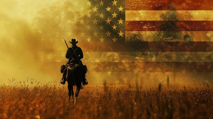 Civil war with america flag background