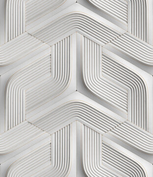 Abstract white geometric pattern with curved lines