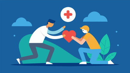 Obraz premium Helping someone in need and seeing the positive impact.. Vector illustration