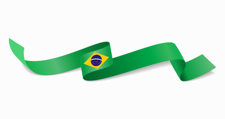 Brazilian flag wavy abstract background. Vector illustration.
