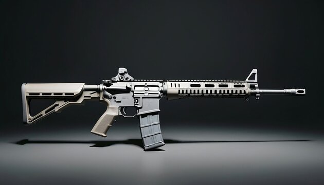 ar-15 riffle, dark grey background, ad shot
