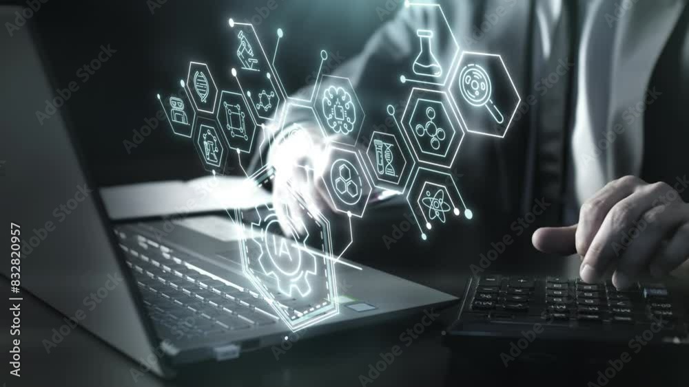 Wall mural application of artificial intelligence in corporate business processes.