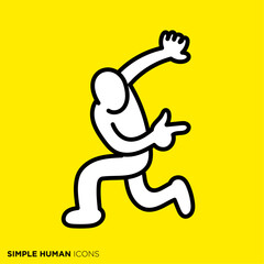 シンプルな人間のアイコンシリーズ, 後ろを指差す人