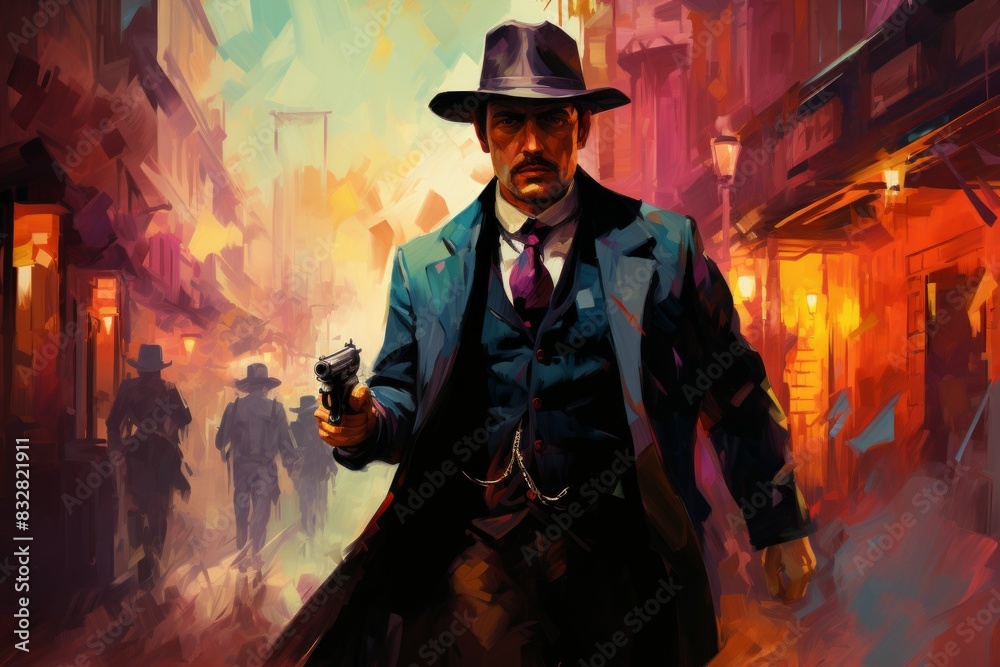 Canvas Prints a relentless and skilled bounty hunter, tracking down and capturing fugitives with ruthless efficien