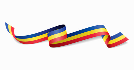 Romanian flag wavy abstract background. Vector illustration.