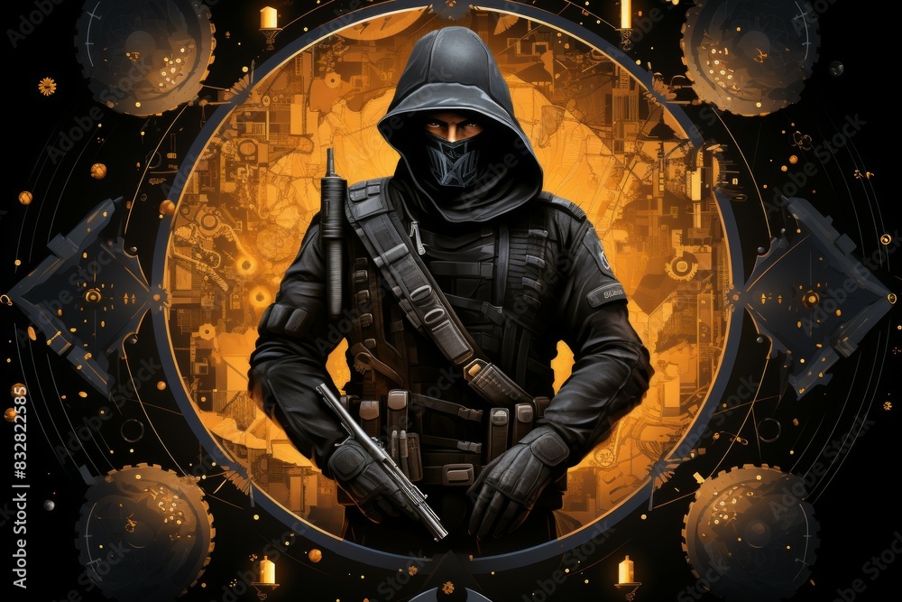 Canvas Prints a relentless and skilled bounty hunter, tracking down and capturing fugitives with ruthless efficien