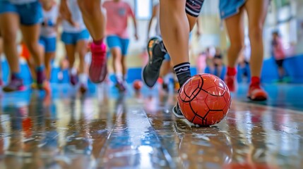 Handball players  fast feet in dynamic break, showcasing speed and agility, olympic sport concept