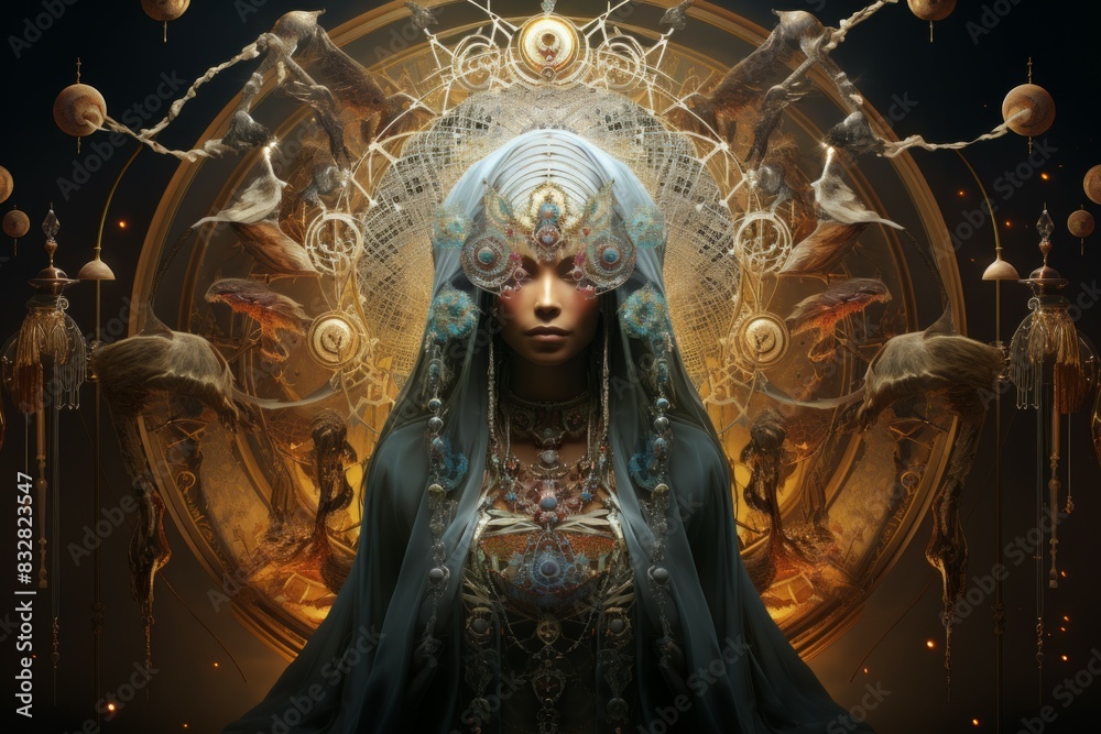 Wall mural a wise and revered oracle, gifted with prophetic visions and cosmic insight. - generative ai