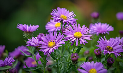 Obraz premium Lilac flowers on a green meadow