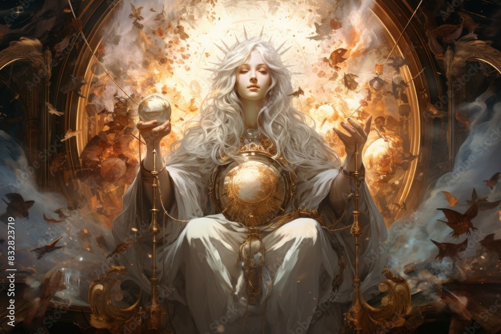 Wall mural a wise and revered oracle, gifted with prophetic visions and cosmic insight. - generative ai