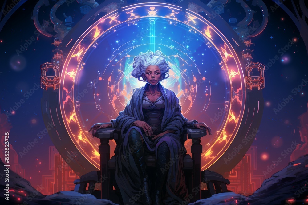 Wall mural a wise and revered oracle, gifted with prophetic visions and cosmic insight. - generative ai