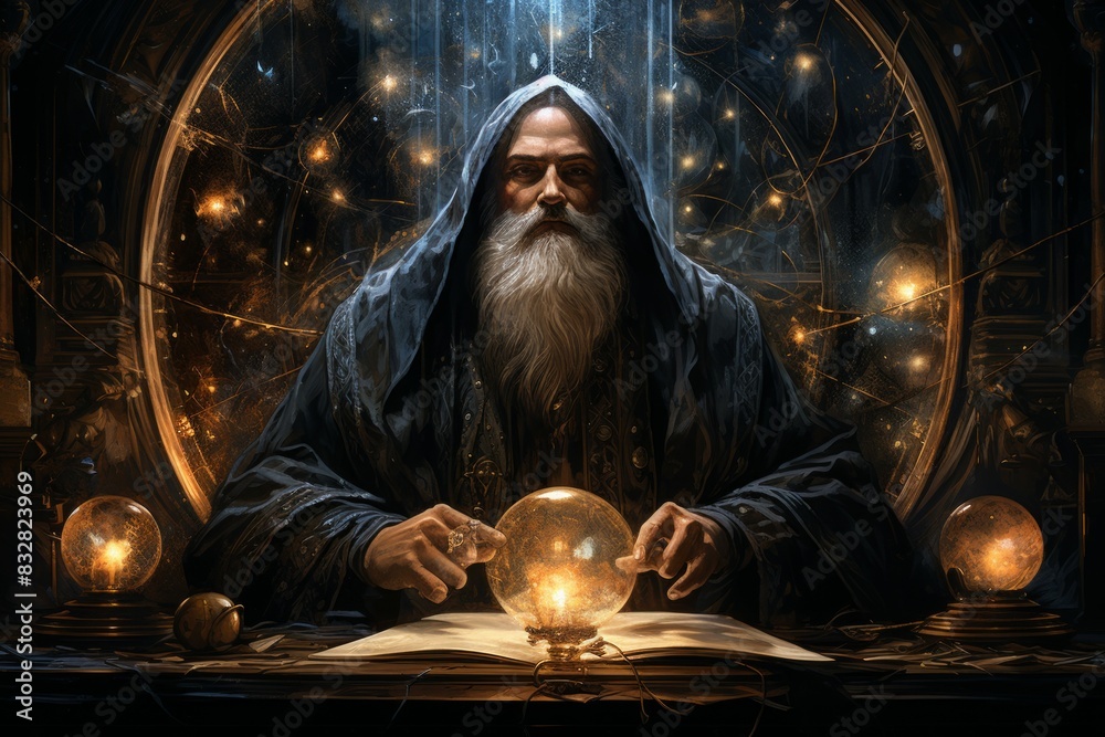 Wall mural a wise and revered oracle, gifted with prophetic visions and cosmic insight. - generative ai