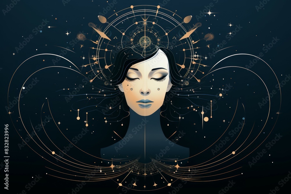 Wall mural a wise and revered oracle, gifted with prophetic visions and cosmic insight. - generative ai