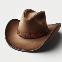 Brown cowboy hat isolated on a white background