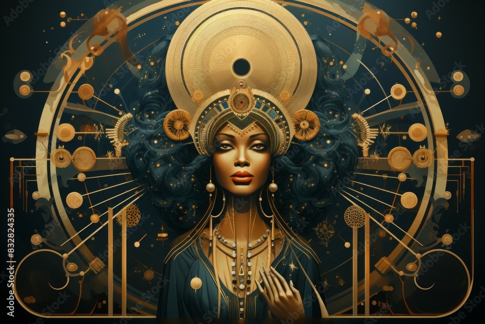 Wall mural a wise and revered oracle, gifted with prophetic visions and cosmic insight. - generative ai