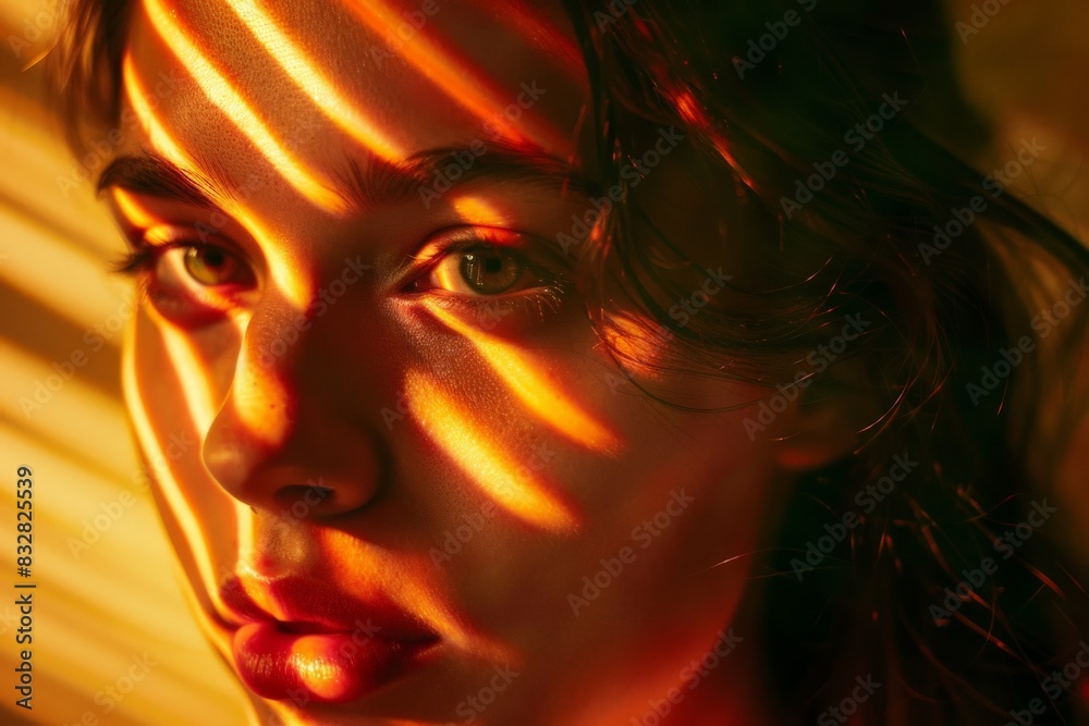 Leinwandbilder A close-up image focusing on hair strands with an orange glow and bokeh effect creating an artistic mood