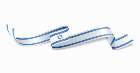 Israeli flag wavy abstract background. Vector illustration.