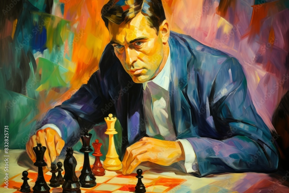 Wall mural a calculating and cunning strategist, outmaneuvering opponents with tactical brilliance. - generativ